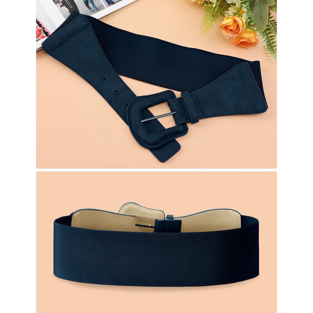 1124 3 Pack Suede Womens Elastic Wide Belts For Dresses Fashion - Picture 3 of 9